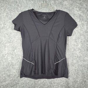 Athleta Women's Short Sleeve V Neckline Athletic Top Gray Size XL